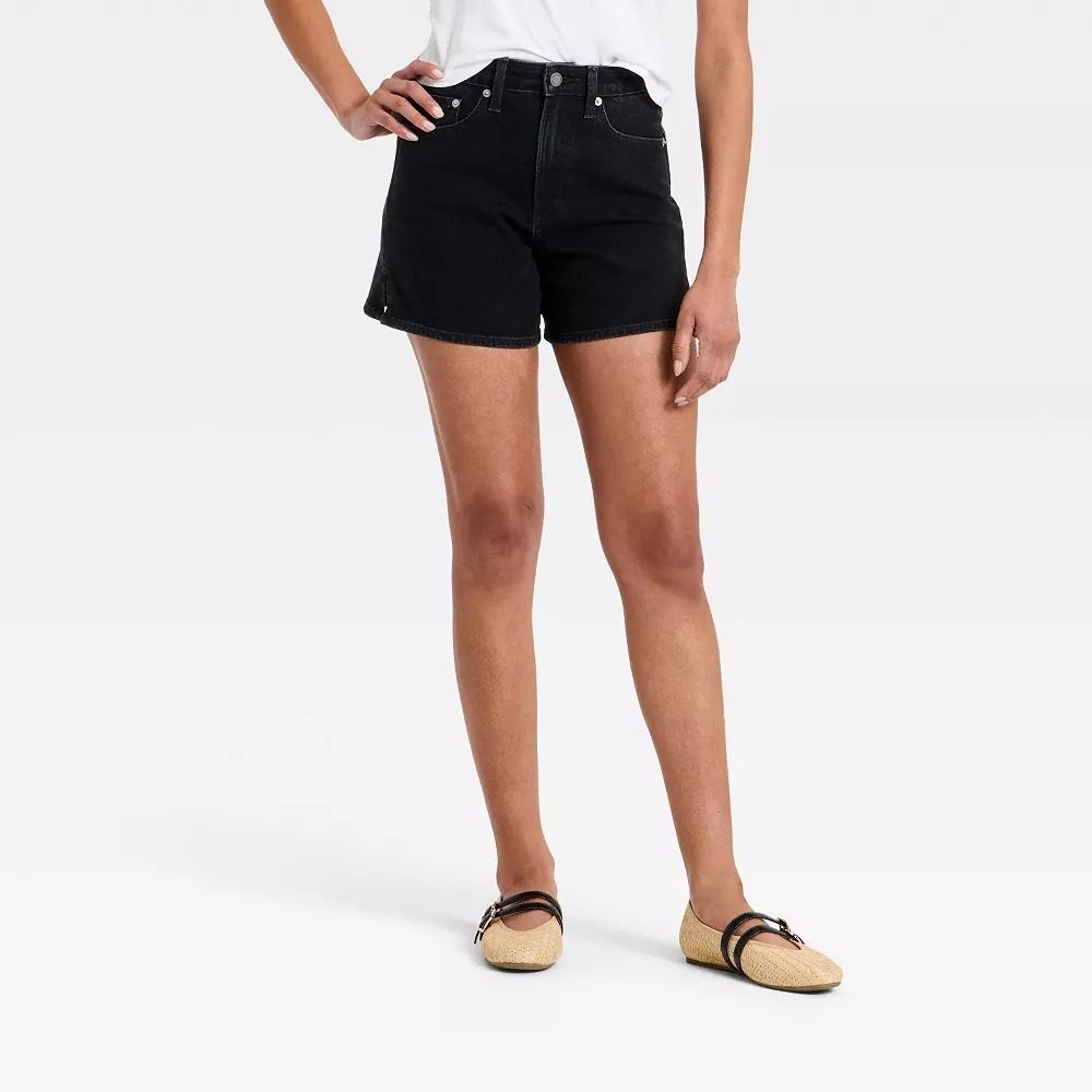 Women's High-Rise A-Line Denim Shorts - Universal Thread Black 6